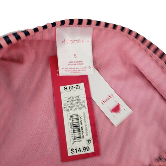 Cheeky Striped Bikini Bottom Juniors 3/5 Womens 0/2 Pink Black Xhilaration - Picture 9 of 12